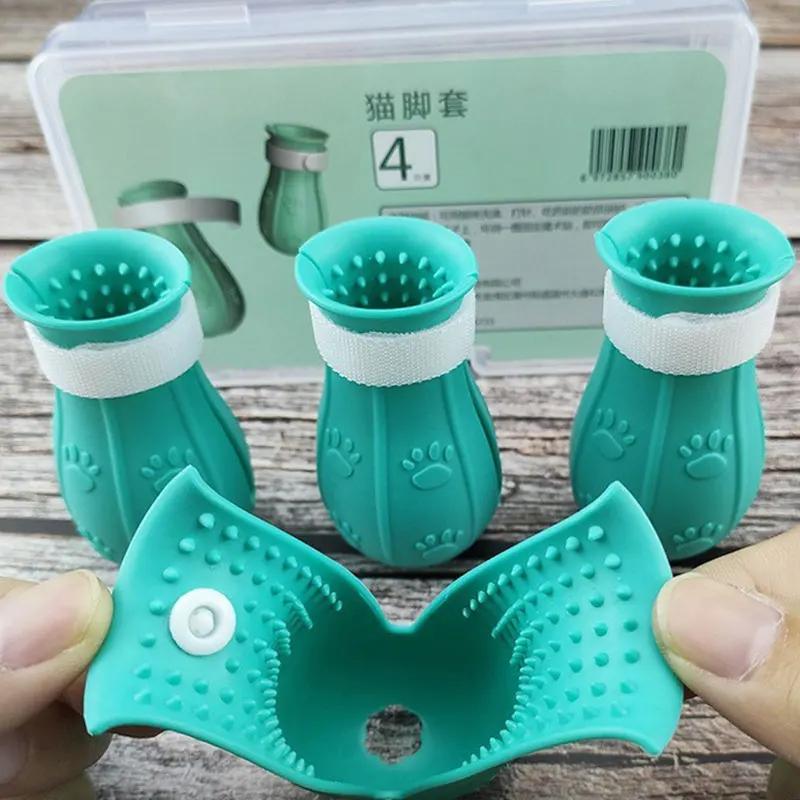 Cat Claw Protector Bath Anti-Scratch Cat Shoes For Cat Adjustable Pet Bath Wash Boots Cat Paw Nail Cover Pet Grooming Bath Tools