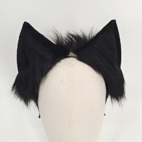 Hair Hoop Plush Cat Ear Decor Elastic Headgear Handmade Faux Animal Ears Metal Frame Bendable Headband Halloween Photography Accessories
