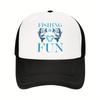 Fishing Is Fun Graphic Trucker Hat Unisex Adults Breathable Mesh Back Baseball Cap Casual Outdoor