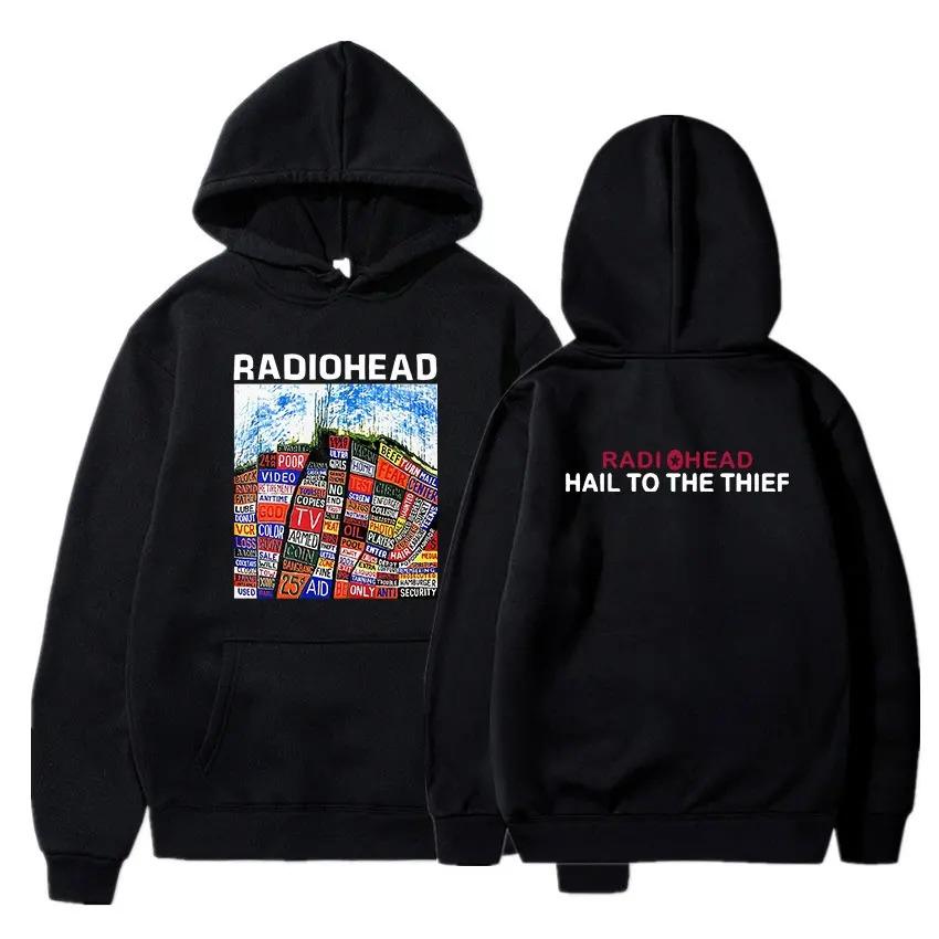 Radiohead Bedruckter Hoodie Herren Damen Hip Hop Fleece Warme Sweatshirts Lässig Locker Übergroß Y2k Streetwear Pullover Trainingsanzug Damen Herren Kleidung