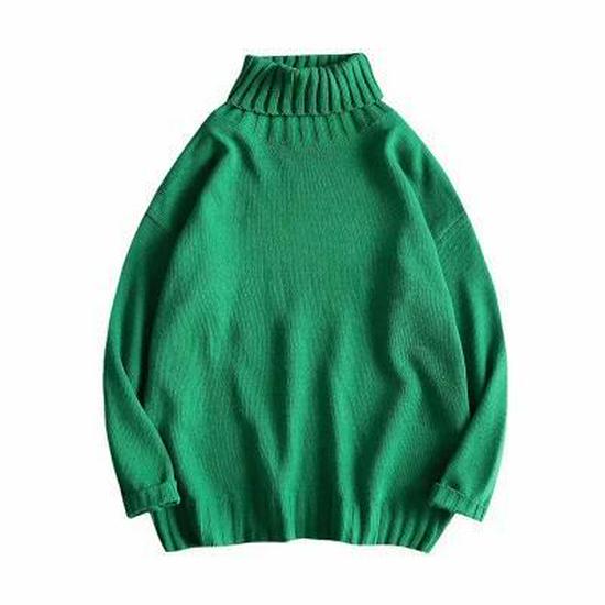 Men's Solid Color Turtleneck Sweater - Hong Kong Style, Korean-Inspired, Loose Fit, Trendy for Couples and Students