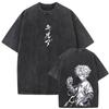 Washed Vintage Anime Hunter X Hunter Graphic Tshirt Killua Zoldyck Merch T Shirts Men Casual Retro Tshirts Fans Lover Clothes