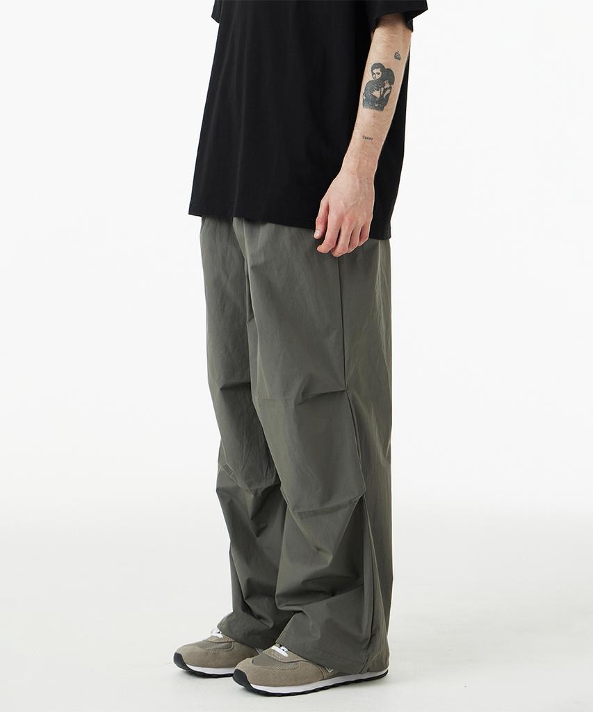URBANAGE [2Pack] Waterproof One-Pleat Parachute Wide Pants (3 Colors) (Type C)