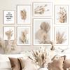 Nature Scenery Wall Art Poster and Prints Beige Bunny Tail Grass Reed Flower Leaf Canvas Painting Pictures for Living Room Decor