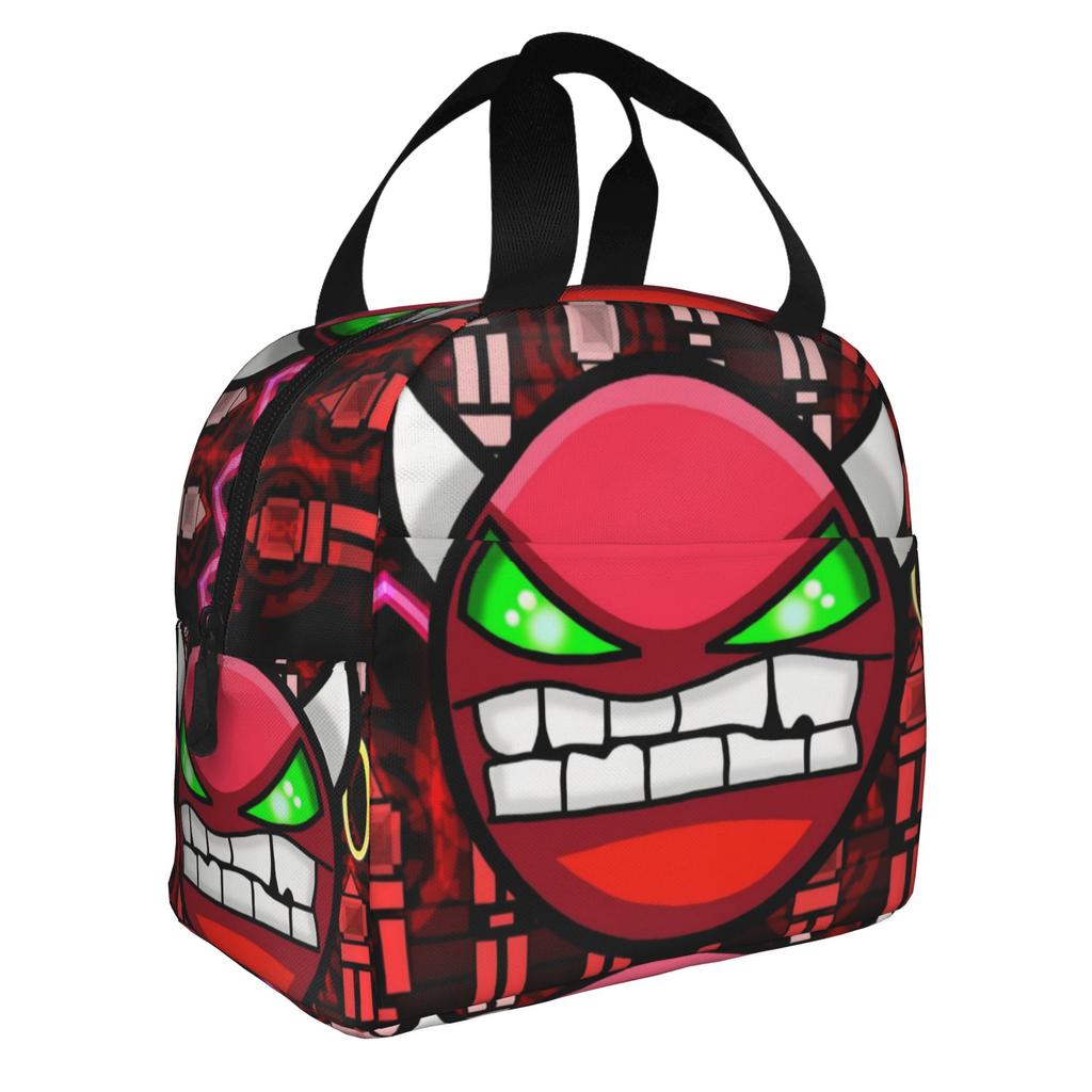 Cartoon Geometrie D-Dashs Videospiel Isolierte Lunchtasche für Camping Reise Tragbar Thermokühlbox Bento Box Damen Herren