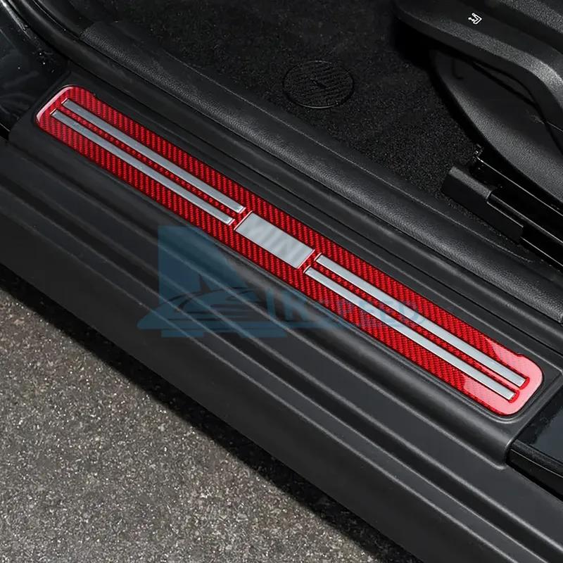 Real Soft Carbon Fiber Car Door Sills Protector Sticker for BMW Mini Cooper F65 2024 2025 Accessories Decal Styling