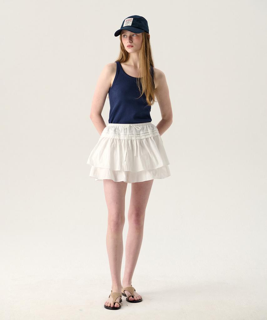 Tudument Shirring Mini Skirt White