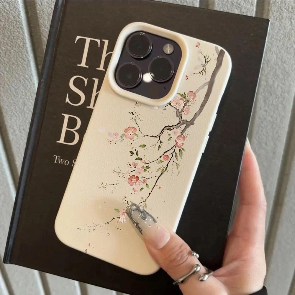 HOT Cool Flower Peony Luxury Lichee Leather Pattern Phone Case For iPhone 17 16e 16 15 14 13 12 11 Air Pro Max Plus X XR XSMax