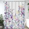 Waterverf Bloemen Douchegordijn, Vintage Pruimenbloesem Tropische Plant Groen Blad Vogel Elegantie, Badkamer Decoratie Set Met Haken