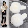 Foreign Trade Slippers, Long-haired Slippers, Women's Summer Wear, Hairy Slippers Flat Bottom, One-word Drag, Autumn and Winter