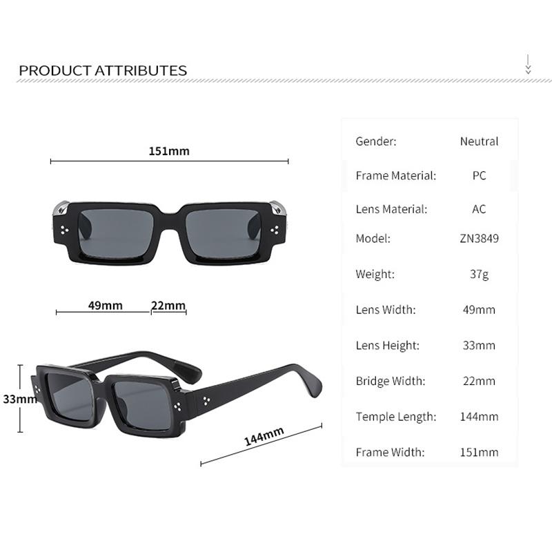 Timeless High End Designer Style Retro Trendy Edgy Punk Riveted Square Shaped Female For Both Male Sun Glasses