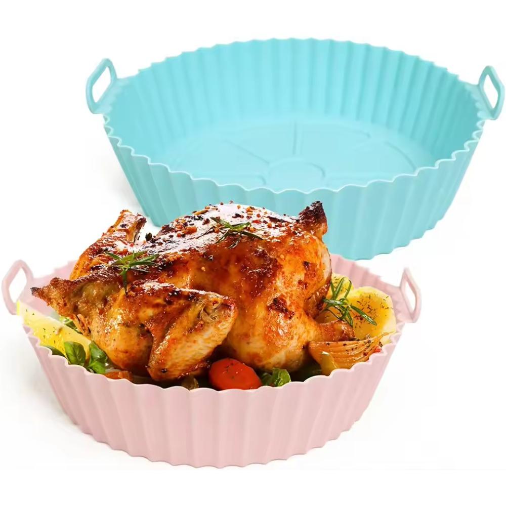 Baking Bread Pan Reusable Silicone Air Fryer Basket Liner Pot Tray Container Baking Mold Canister Shape Protector Accessories