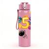 1PC Number 5 Balloon Birthday Print 750ml Color Plastic Sports Water Bottle Leakproof Flip Straw Lid Suitable for Sports Office Home Use