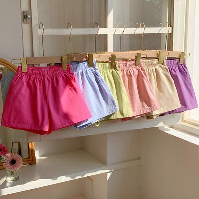 Girls' Candy-colored Short Pants For Summer, Children's Loose And Casual Sports Pants
