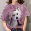 Summer Round Neck 3D Dog Printed Top Fashionable Casual Short Sleeved Women's T-shirts