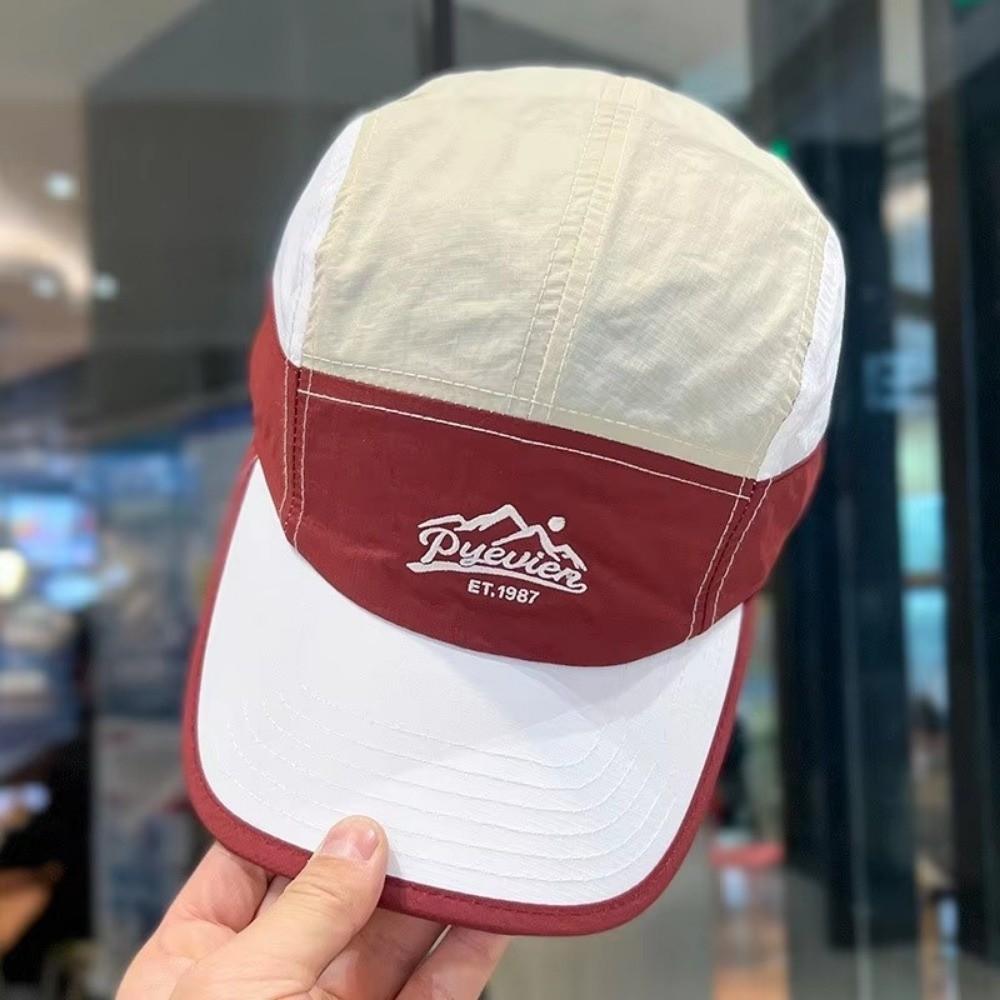 Fashion Quick-Dry 5-Panel Baseball Cap Letter Spring Summer Duckbill Cap Breathable Color-Block Thin Sunshade Hat For Men Women