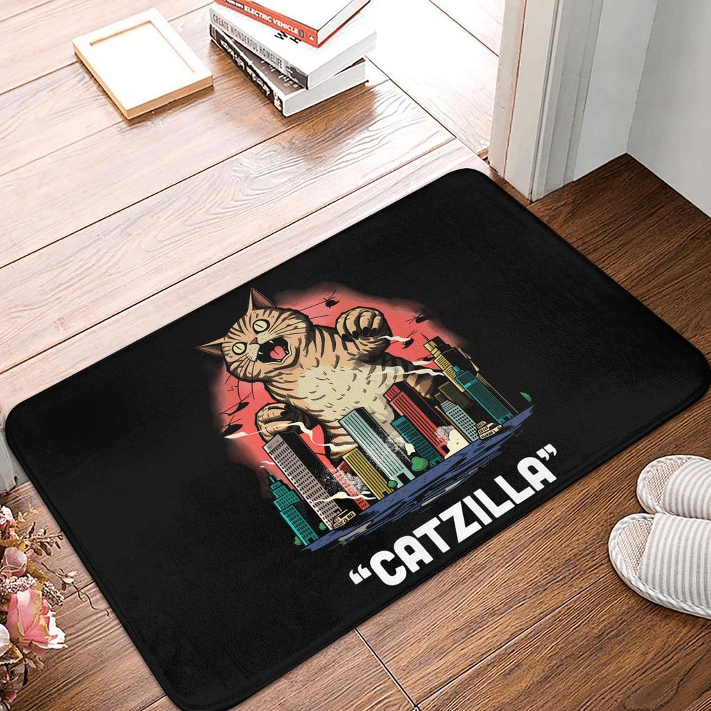 Funny Catzilla Cat Japanese Art Doormat Non-Slip Entrance Bath Kitchen Floor Door Mats Bedroom Balcony Rug Carpet Footpad