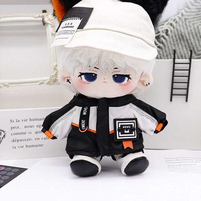 20cm Doll Clothes Cool Handsome Set Cute Hat Long Sleeve Zipper Coat Vest Shoes Handmade High-quality Plush Toy Dress Up Clothes