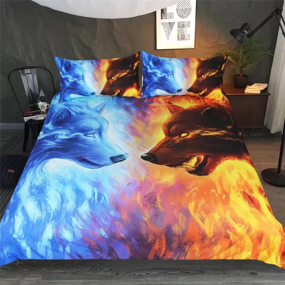 Digital Wolf Duvet/Quilt Cover Set Single Double Large King Size 3D Digital Printed Bed Three-piece Set