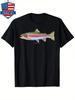 Ανδρικό Vintage T-Shirt με Γραφικό Πέστροφα Ουράνιο Τόξο - 100% Βαμβάκι, Κοντομάνικο, Στρογγυλή L
