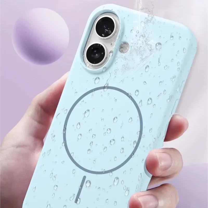 Original Liquid Silicone Magnetic Case For iPhone 15 16 Plus 14 11 12 13 16 Pro Max Magsafe Wireless Charge Protector Soft Cover