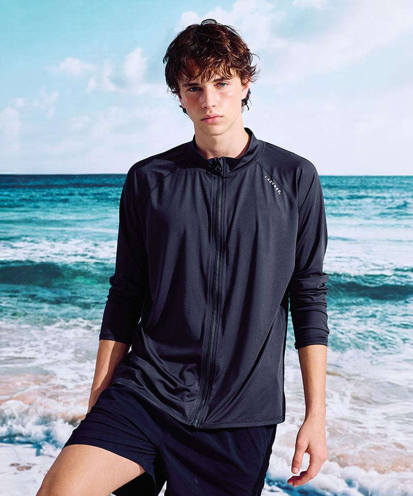 Leijibi Multi-Cooling Essential Men'S & Women'S Loose Fit Zip-Up Rash Guard Body Cover Swimwear (6 Colors) (Type A)