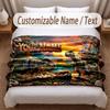 Dinosaurier-Thema Weiche Decke Personalisierter Benutzerdefinierter Name Textdruck Warme Decke Haus Sofa Schlafzimmer Dekor
