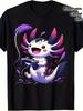Men'S Cute Axolotl Graphic T-Shirt - Retro Gaming Tee with Purple & Pink Axolotl Design, Soft Breathable Shirt for Casual & Sportswear