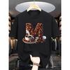 European Size Men's Summer Short Sleeve T-Shirt with Letter Machine Washable Summer Essential for Hot Weather - Male Casual Wear Basic Tee