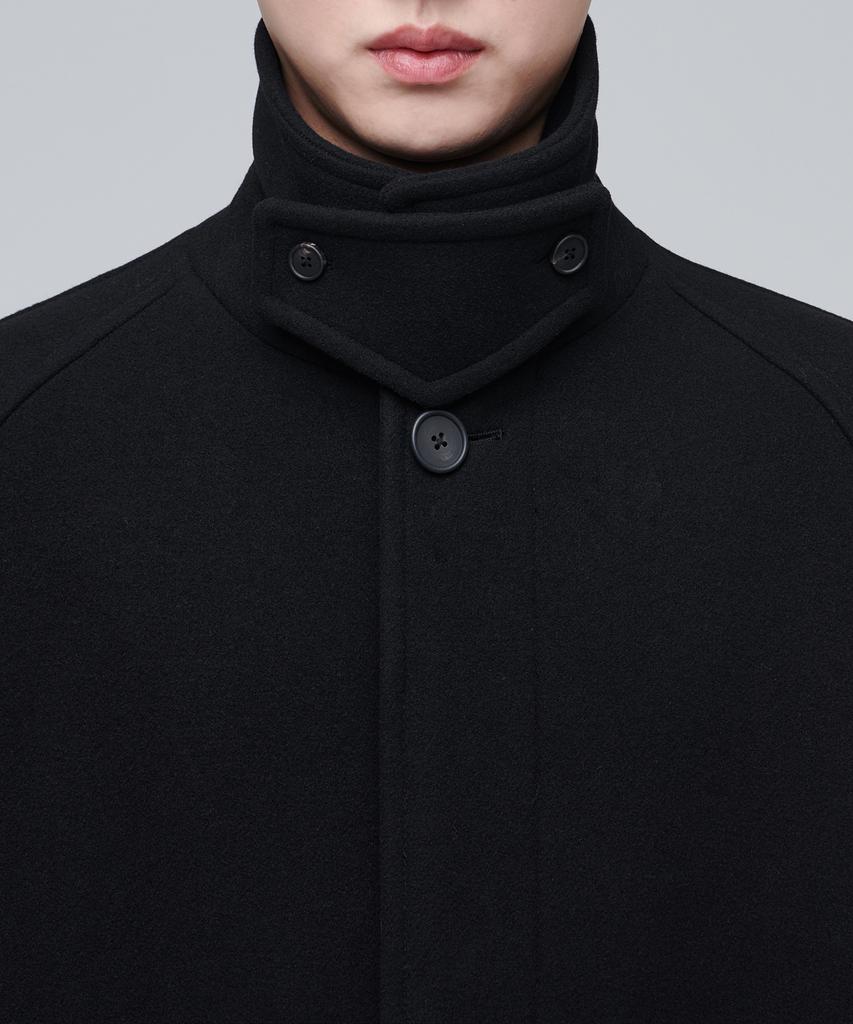 Musinsa Standard Cashmere Blend Oversized Balmacaan Coat [Black]