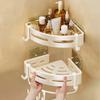 White Shower Corner Shelf With Hook Towel Holder Wall Mounted Bathroom Organizer Aluminum Shampoo Holder Bathroom Accessories