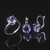 Ensemble de bijoux en argent Sterling 925, améthyste naturelle, boucles d'oreilles à fermoir anglais, bague en pierres précieuses de 10.0mm, pour femmes, nouvelle collection