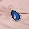 Blauer Saphir Edelstein Handgemachte Halskette 925 Sterling Silber Tropfen Anhänger