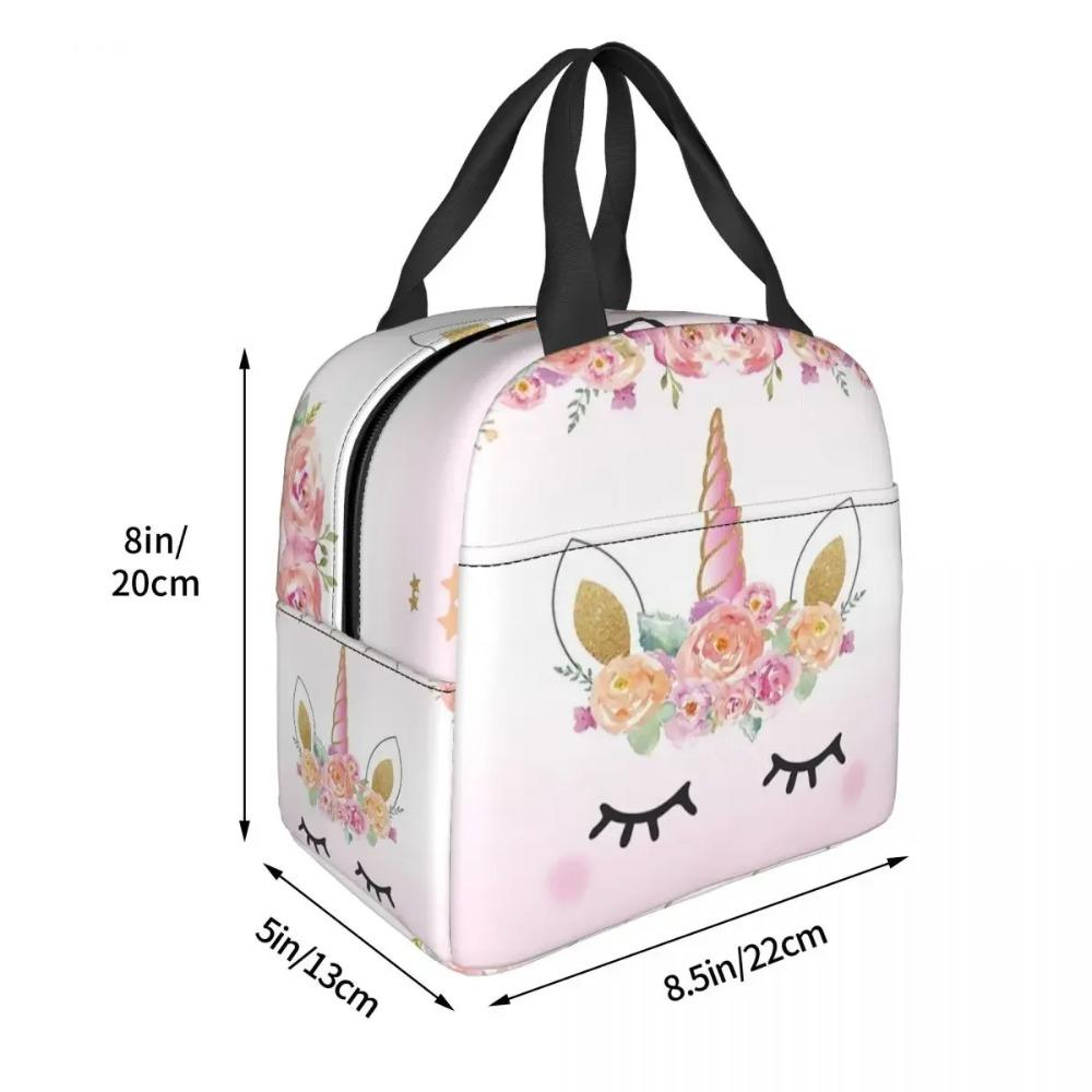 Niedliches Einhorn Cartoon Muster Tragbare Lunchbox Damen Wasserdicht Thermokühler Lebensmittel Isoliert Lunchtasche Schule Kinder Schüler
