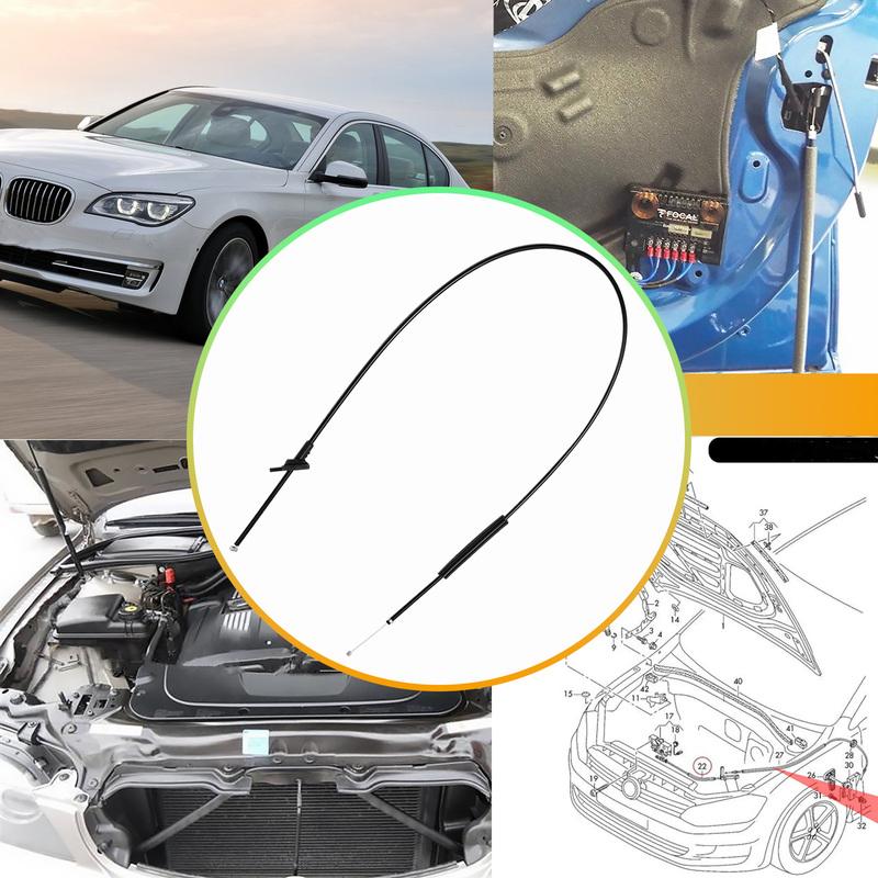 Hood Release Cable Bowden Cable Front Placement For BMW 740I 2001 745LI Base Sedan 750I 760LI 2008 E65 E66 OE# 51237197474 Metal