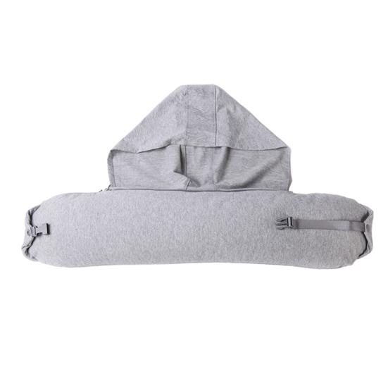 Luggage Pillow Self-Filling Travel Neck Pillow with Adjustable Size Shoulder Straps Refillable Hooded Design Packing