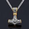 Norse Vikings Thor's Hammer Mjolnir Scandinavian Rune Amulett Halsband Rostfritt stål Kedja Vegvisir Ankarhänge Mansmycken