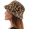 Thicken Leopard Print Bucket Hat Korean Style Fluffy Fisherman Caps  Autumn and Winter