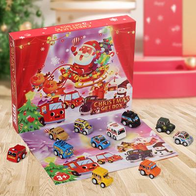 Non-Toxic New Christmas Countdown Calendar Blind Box Surprise Demolition Toy Pull Back Inertial Car Toy Blind Box Fun Christmas Gifts