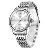 Armbanduhr, beliebte wasserdichte modische Armbanduhr, stilvolle Datums-Metalluhr, silbernes Zifferblatt, weiße Business-Uhr, Edelstahlband, analoge Quarzuhr