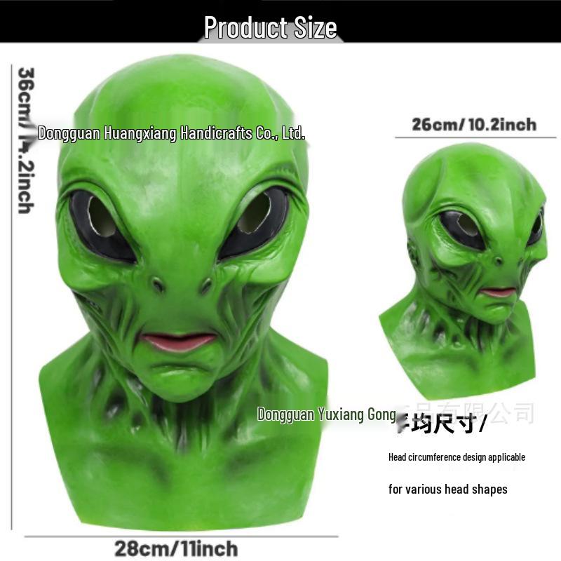 Alien UFO Green Latex Halloween Headgear Mask