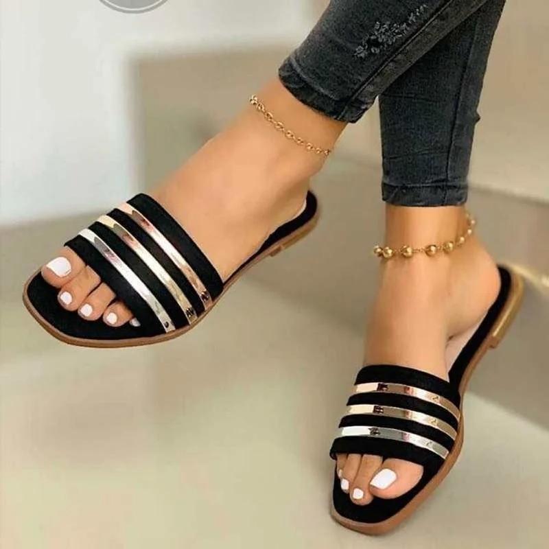 Mode Sommer Damen Schuhe 2024 Mode Elegant Komfort Flache Damen Hausschuhe