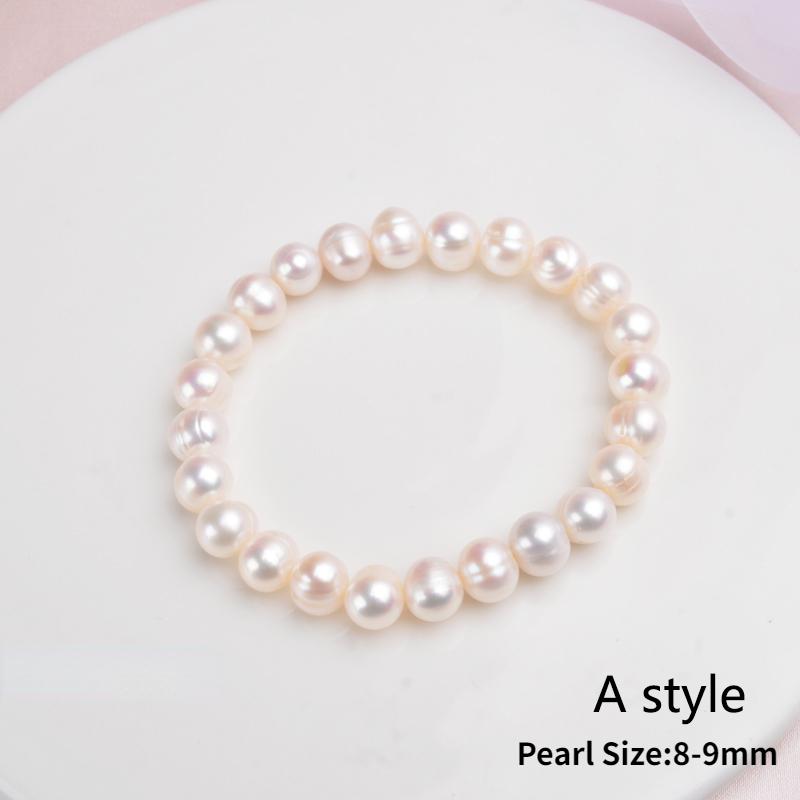 Genuine Natural Freshwater Pearl Bracelets Bangles for Women with Classic Fashion White Pearl Jewelry Gift