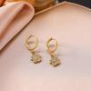 Elegant Zircon Flower Necklace & Earrings Set for Women - Titanium Steel & 18K Gold