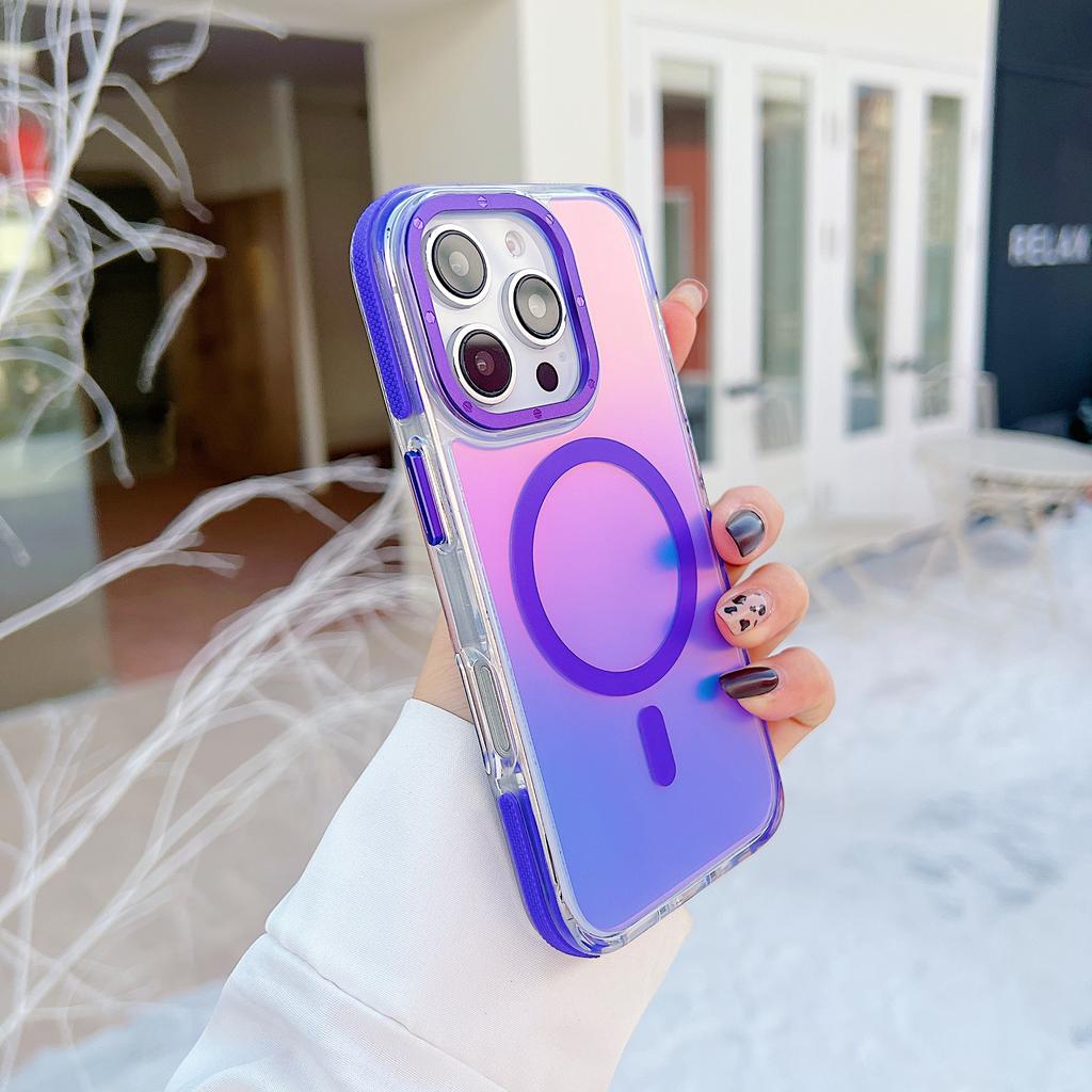 Luxury Color Metal Lens for MagSafe Magnetic Case For iPhone 16 11 12 13 14 Plus 15 ProMax Wireless Charging Discolour Cover