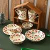 Christmas Ceramic Tableware Bowls Plates Water Cups Retro Breakfast Dessert Bowls Coffee Cup Microwaveable Christmas Gifts