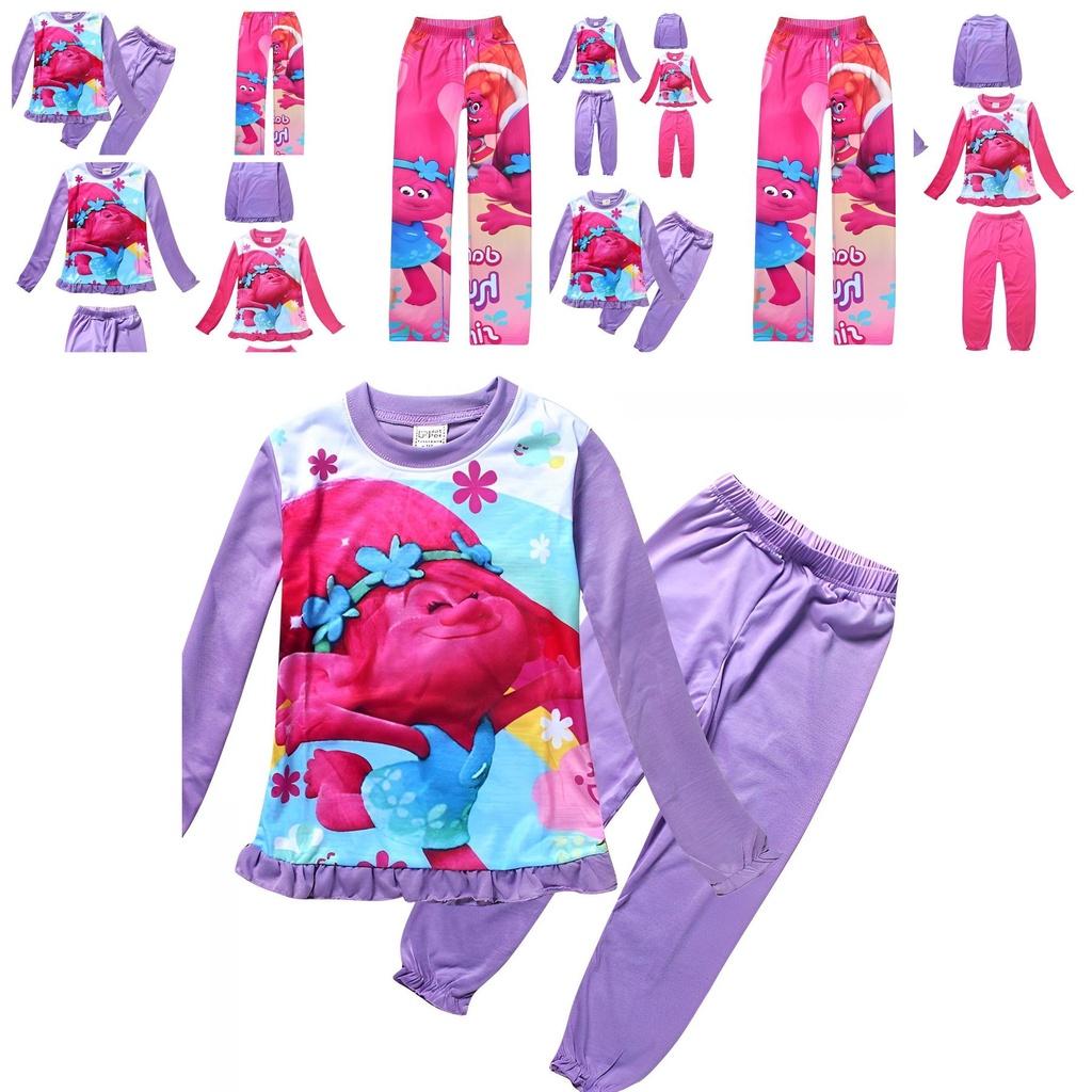 Adorable Trolls Kids Girl Cartoon Winter Sleepwear Pyjamas Tracksuits Nightwear Nightgown