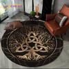 Viking Valknut Yggdrasil Tree of Life Round Area Rug,Carpet Rug for Living Room Bedroom Sofa Playroom Decor,Non-slip Floor Mat