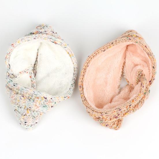 Hair Band Soft Wool Knitted Headband with Colorful Dots Velvet Lining Warm Breathable Elastic Hair Tie Hair Accessories