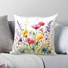 Vibrant Colorful Wildflowers Square Pillowcase Polyester Linen Velvet Pattern Zip Throw Pillow Case Home Cushion Cover
